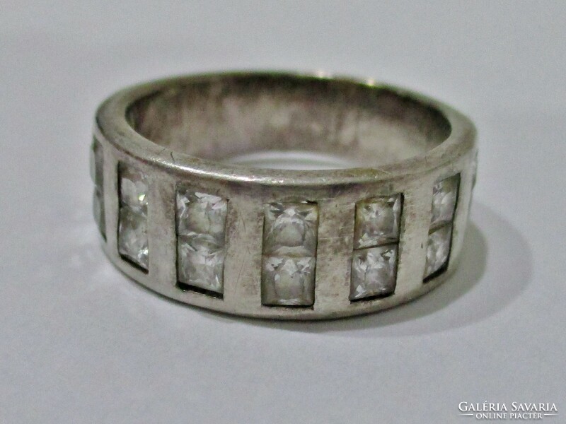 Beautiful art deco shaped white stone silver ring