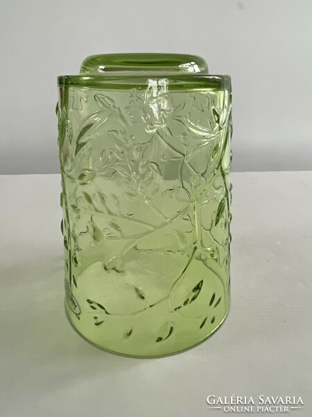 Villeroy & boch nature's essential large green glass plant pattern vase, bowl, planter