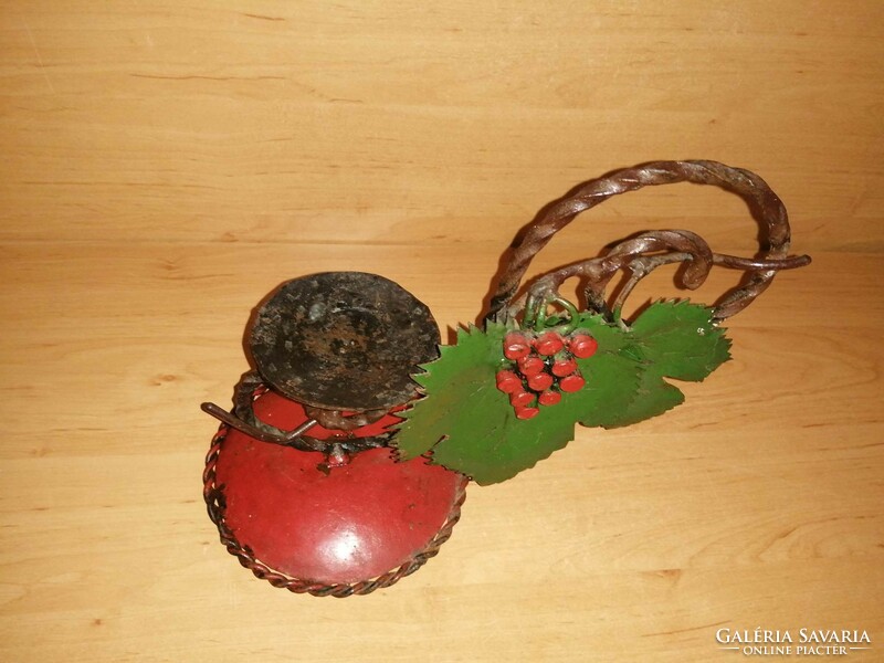 Antique wrought iron grape leaf pattern table candle holder