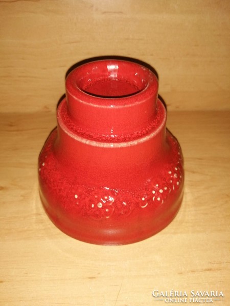 German ceramic red candle holder 11 cm high (30/d)