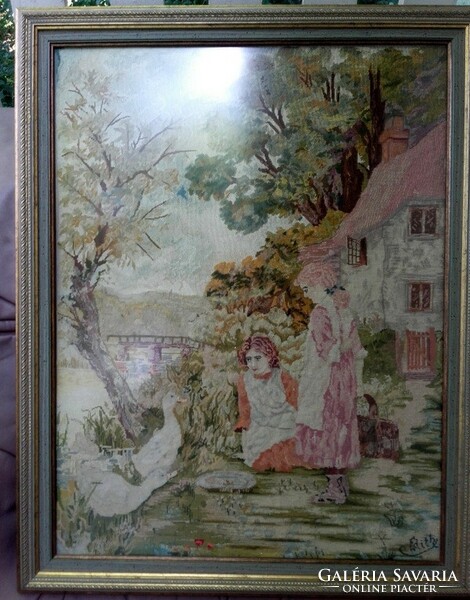 Antique 140 years old! Petitpoint tapestry - art&decoration