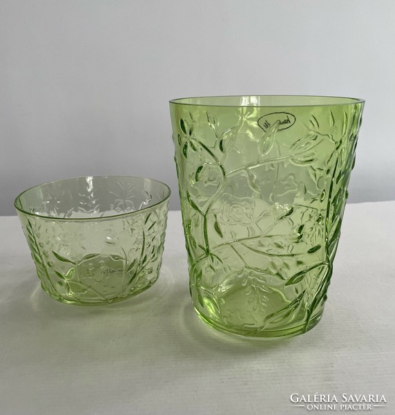 Villeroy & boch nature's essential large green glass plant pattern vase, bowl, planter