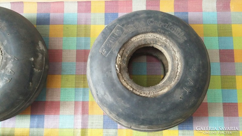 Four old small rubber wheels - tires (predecessors of 3 cordatic -taurus)