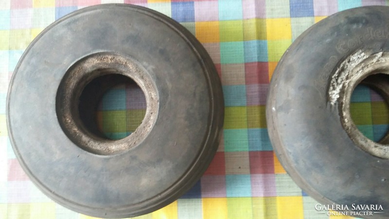 Four old small rubber wheels - tires (predecessors of 3 cordatic -taurus)