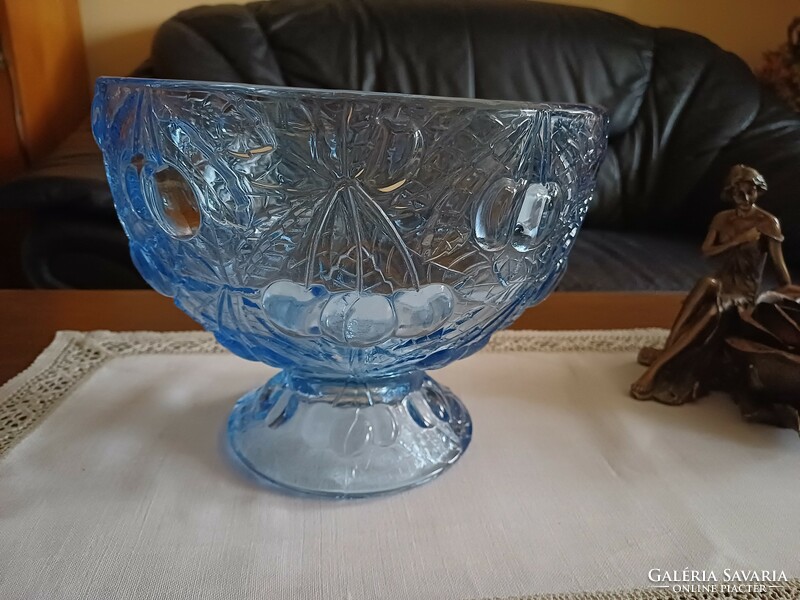 Barolac kék  üveg  asztalközép, kínáló, gyümölcsös  tál