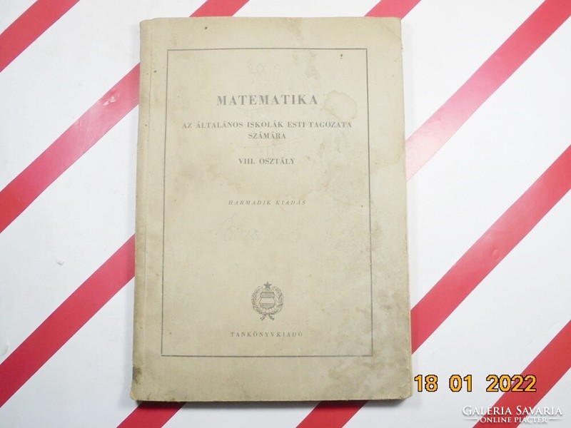 Matematika az általános iskolák esti tagozata számára, retro tankönyv