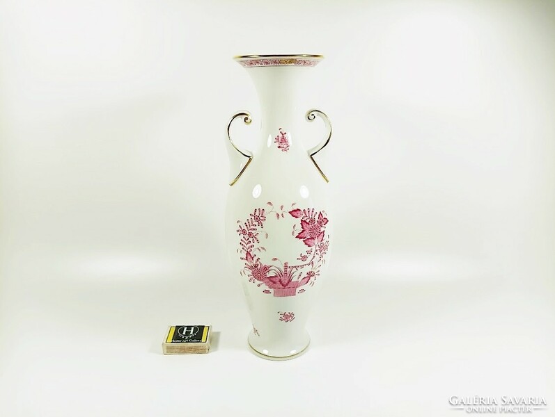 Herend, purple Appony pattern vase, hand-painted porcelain, flawless (h119)