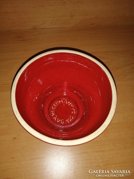 German ceramic red candle holder 11 cm high (30/d)