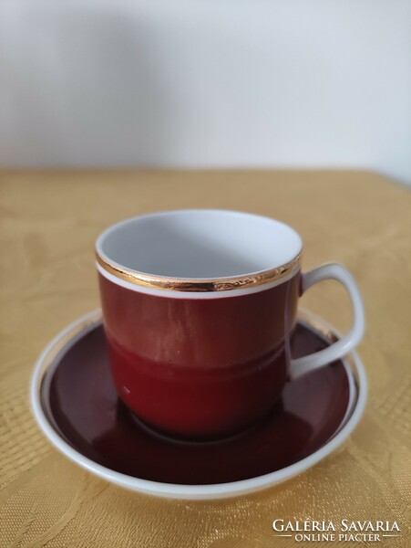 Hollóházi barna kávéscsésze készlet