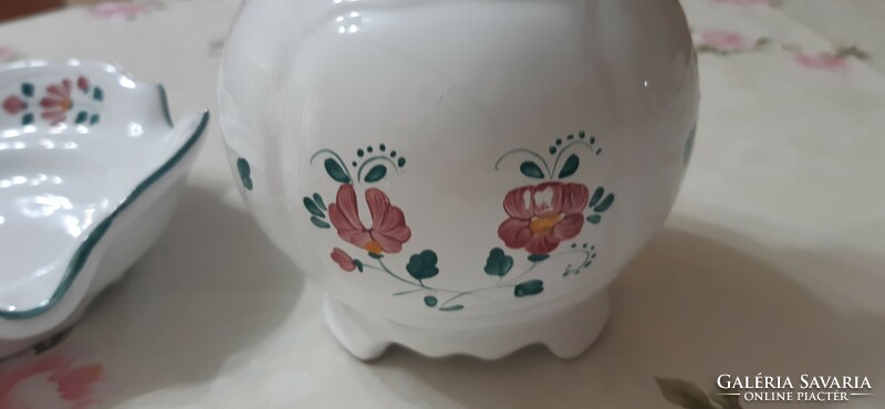 Herendi Village Pottery majolika váza és tálka