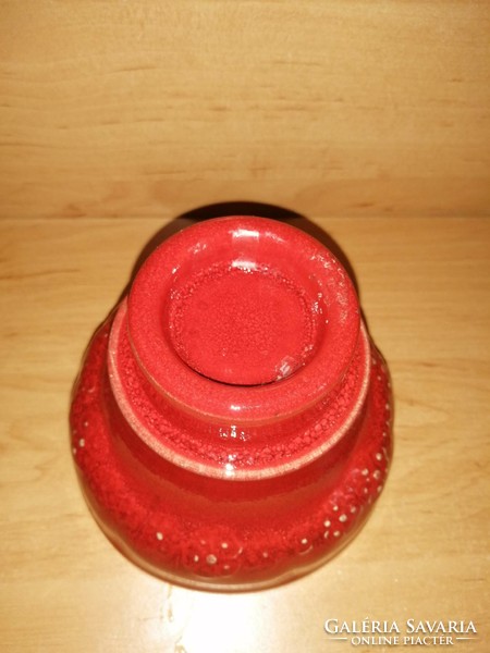 German ceramic red candle holder 11 cm high (30/d)