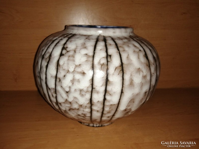 Hódmezővásárhelyi kerámia gömbölyded váza - átm. 24 cm