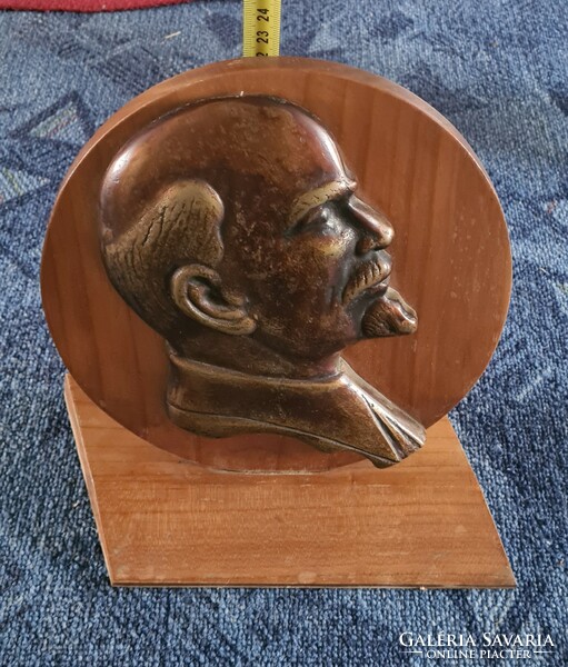 Lenin asztaldísz bronz + fa