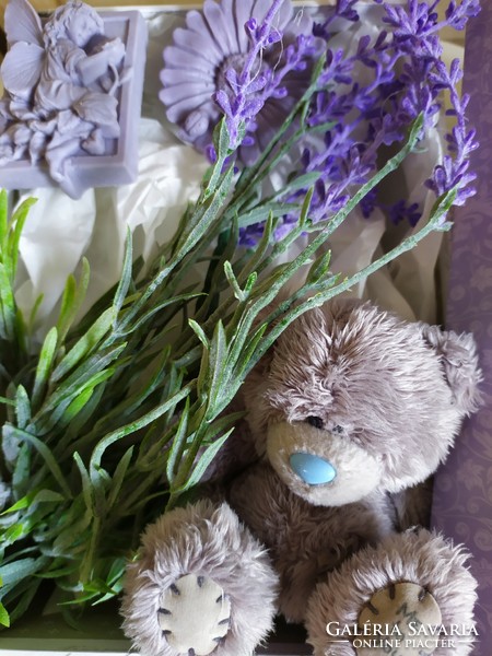 Lavender box with teddy bear in Tihany style