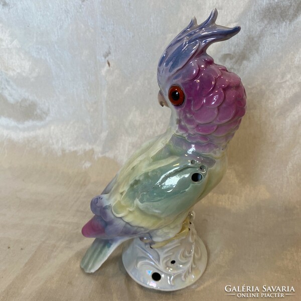 Antique porcelain parrot lamp