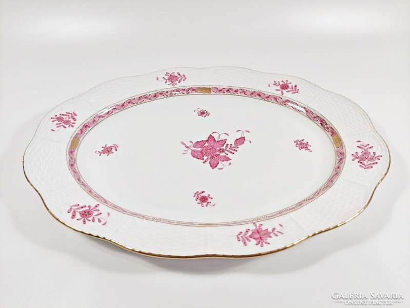 Herend, purple appony pattern pie plate (102), hand-painted porcelain, flawless! (J367)