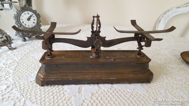 Old force cast iron two-plate scale