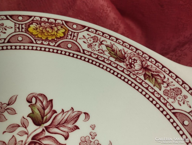 Gyönyörű angol porcelán, füles kínáló tál, asztalközép