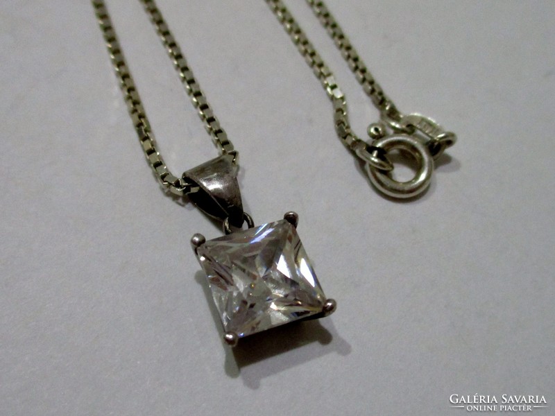 Beautiful silver necklace with square stones