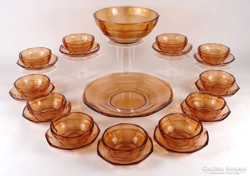1N029 art deco colored glass compote and cake set