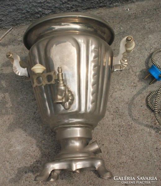 Large Russian samovar, with original porcelain cord, 1973