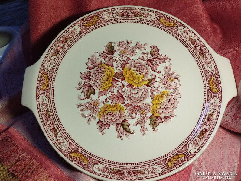 Beautiful English porcelain, serving bowl with handle, centerpiece