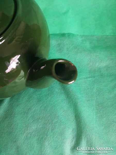 Antique Herend faience, green glazed tea pot