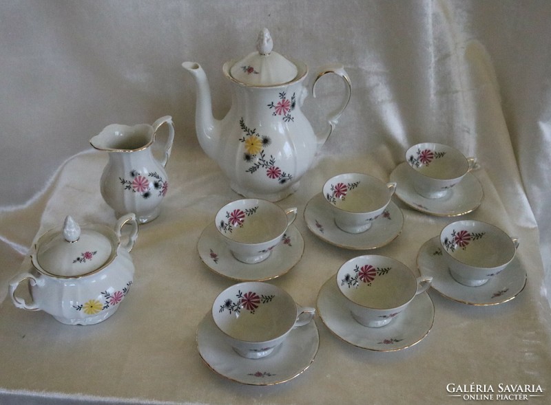 Roschütz porcelán 6 személyes hibátlan kávés / teás szett gyönyörű bolti állapotban