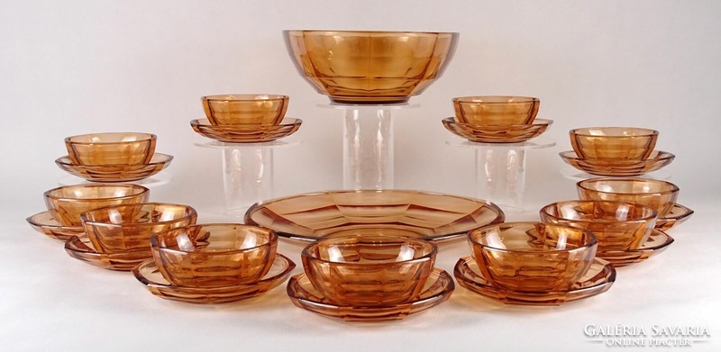 1N029 art deco colored glass compote and cake set