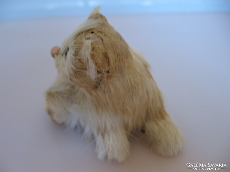Valódi szőrrel , kézműves miniatűr cica, macska figura