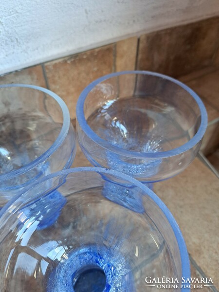 Rare blue candle holder vase cracked beautiful veil glass veil Carcagi berek bath glass