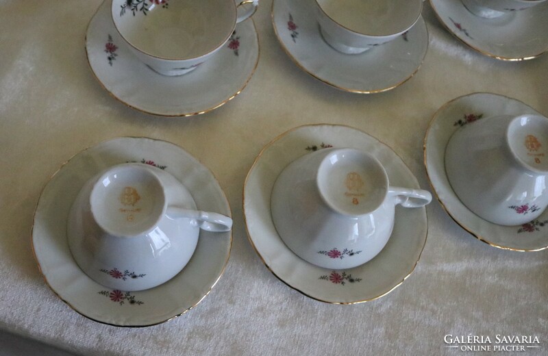 Roschütz porcelán 6 személyes hibátlan kávés / teás szett gyönyörű bolti állapotban