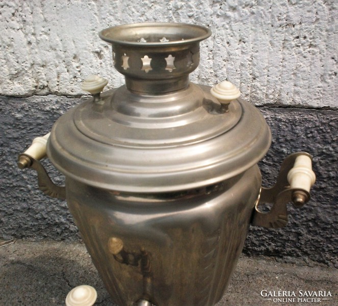 Large Russian samovar, with original porcelain cord, 1973