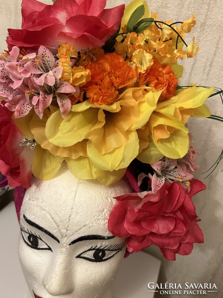 Headdress decorated with artificial flowers for sale