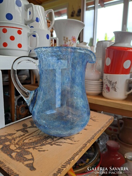 Ritka  repesztett Fátyolüveg fátyol karcagi berekfürdői üveg kancsó vizeskancsó Gyűjtői