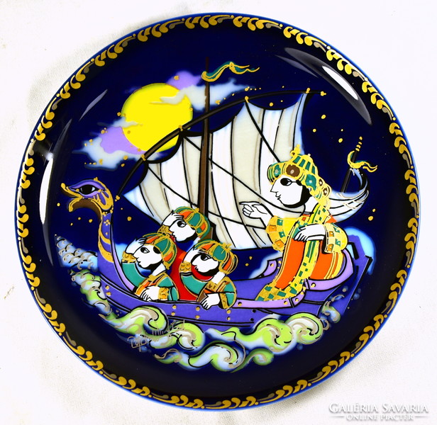 Bjorn wiinblad (1918 – 2006) rosenthal - studio porcelain decorative plate: vikings!