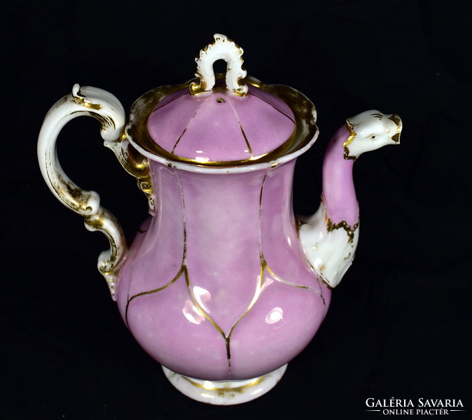 XIX. Meissen baroque pink teapot and sugar bowl in the middle of S