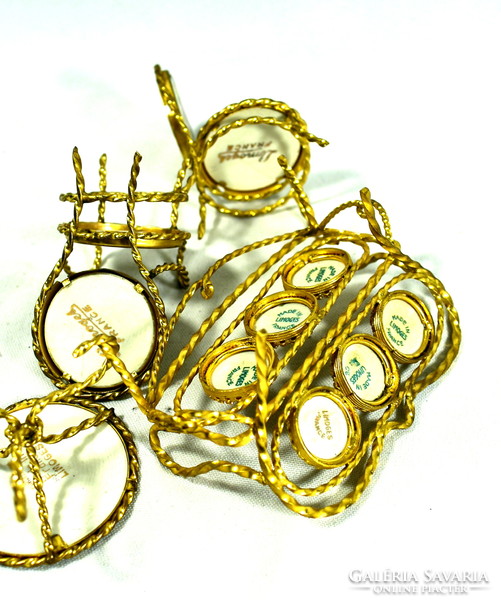 Limoges porcelain miniature with inlays gilded display cabinet decorative furniture set!