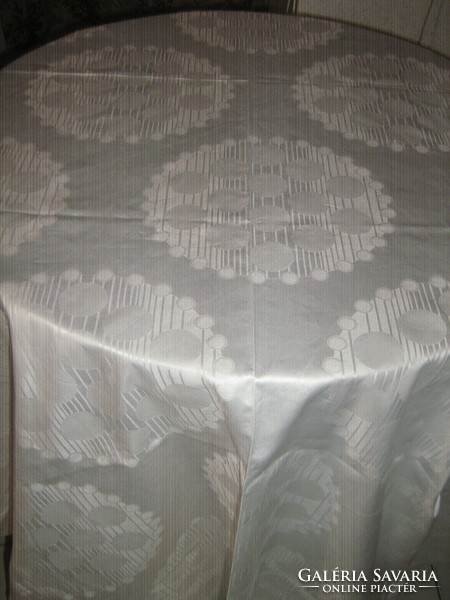 Beautiful huge snow-white damask tablecloth new