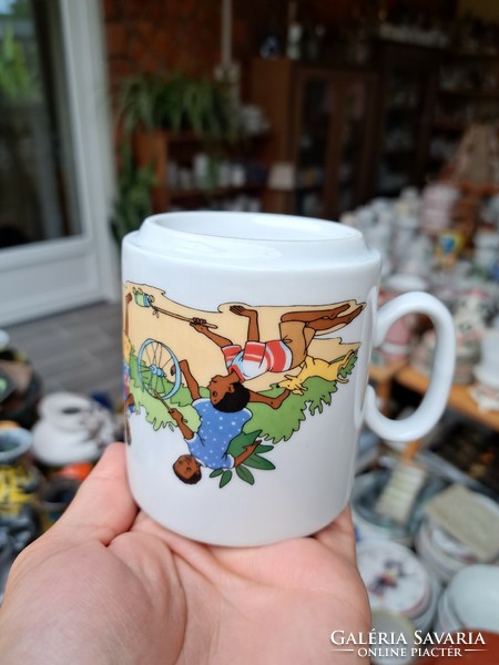 Rare Bavarian figured porcelain mug collector's beauty