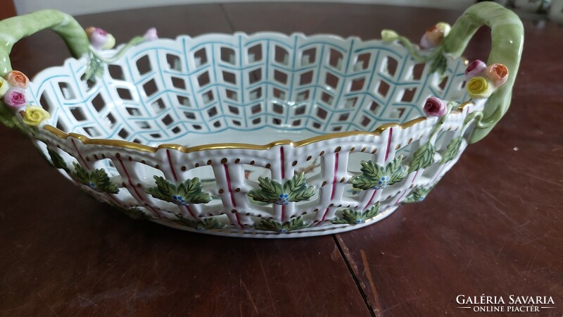 Herend rothschild patterned openwork basket