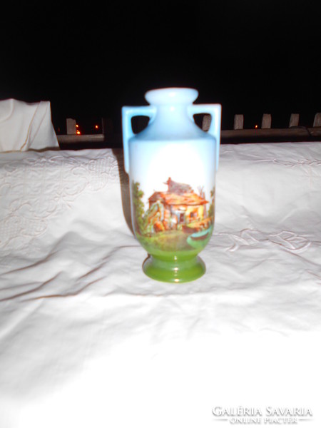 Antik   tájképes porcelán  váza