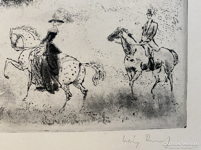 Rudolf Láng: meeting - etching