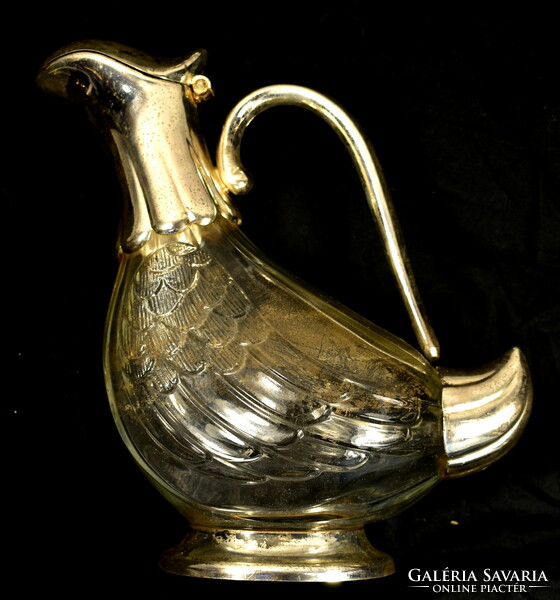 In art deco style - silver-plated glass carafe with a duck design!