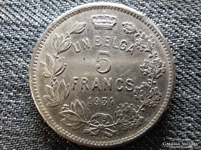 Belgium i. Albert (1909-1934) 1 Belgian 5 francs (French text) 1934 (id46810)