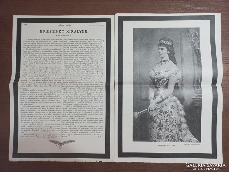 1898. szeptember 18. A Vasárnapi Újság emlékszáma Erzsébet királynő elleni merénylet után.