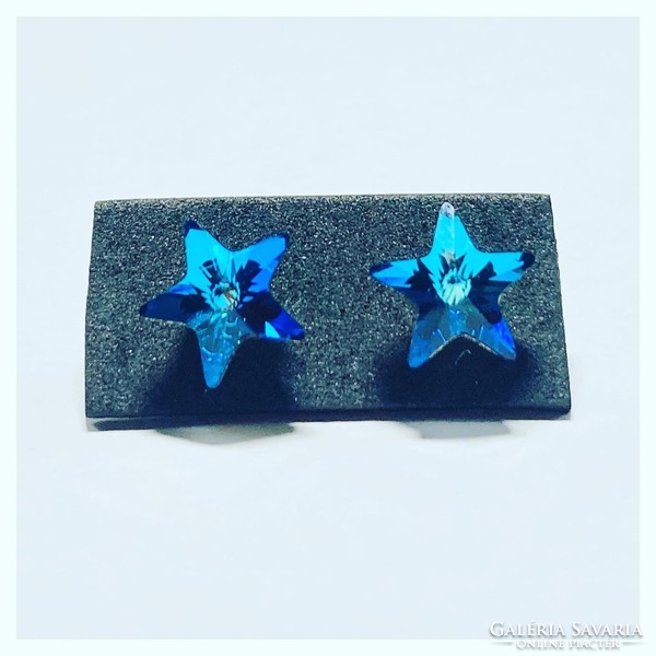 Bermuda Blue Swarovski kristály csillag fülbevaló nemesacélban!