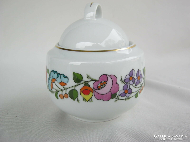 Hand-painted Kalocsai porcelain sugar bowl bonbonier