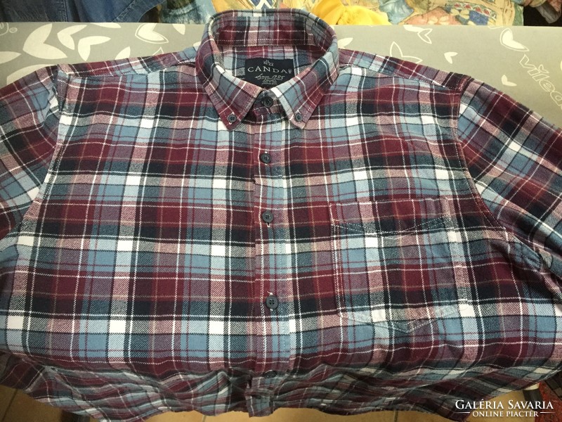 Kockás hosszú ujjú flanel ing, 100 % pamut,  XL méret  43-44-es, CANDA C&A márka