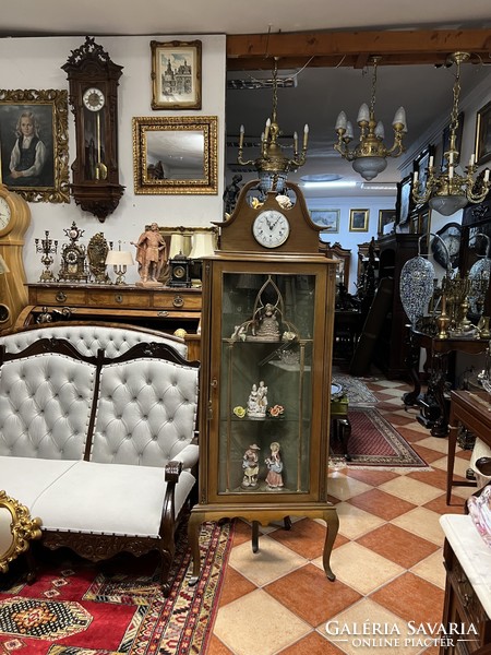 Special rare antique-style display corner cabinet with clock on top